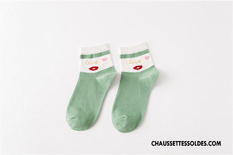 Chaussettes Mi Hautes Femme Milieu Vent D'université Nouveau Coton Bio Le Nouveau Amour Vert