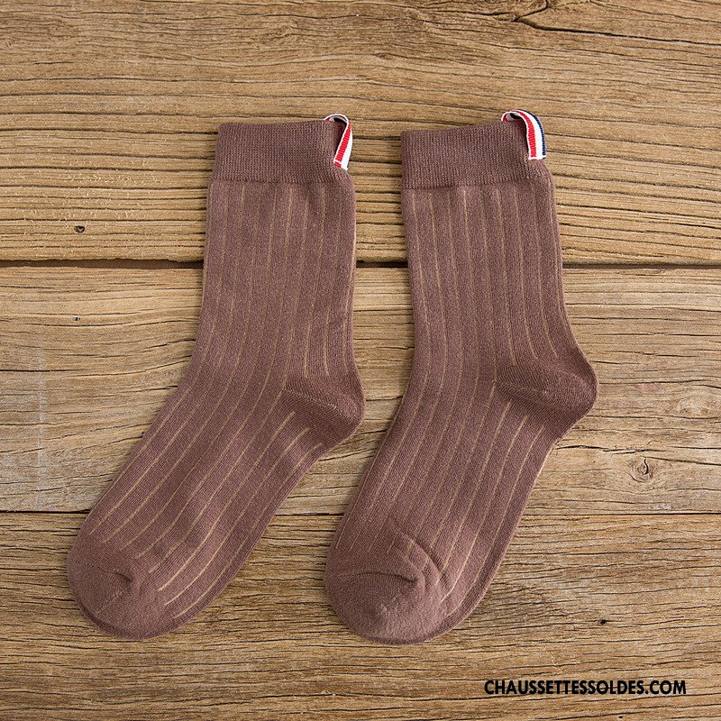 Chaussettes Mi Hautes Femme Milieu Élève Mouvement Chaussettes En Coton Rétro Nouvelles Arrivées Gris