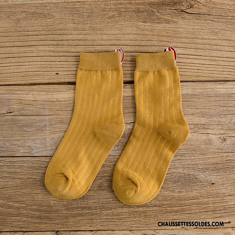 Chaussettes Mi Hautes Femme Milieu Élève Mouvement Chaussettes En Coton Rétro Nouvelles Arrivées Gris