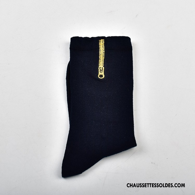 Chaussettes Mi Hautes Femme Mode Chaussettes En Coton Le Nouveau Tous Les Assortis Fermeture Éclair Respirant Pure Gris Clair