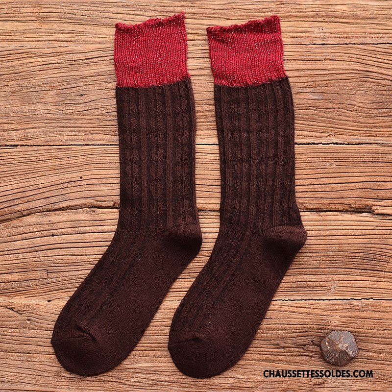 Chaussettes Mi Hautes Femme Mode Personnalité Chaussette De Noël Respirant L'automne Le Nouveau Jaune Or Argent