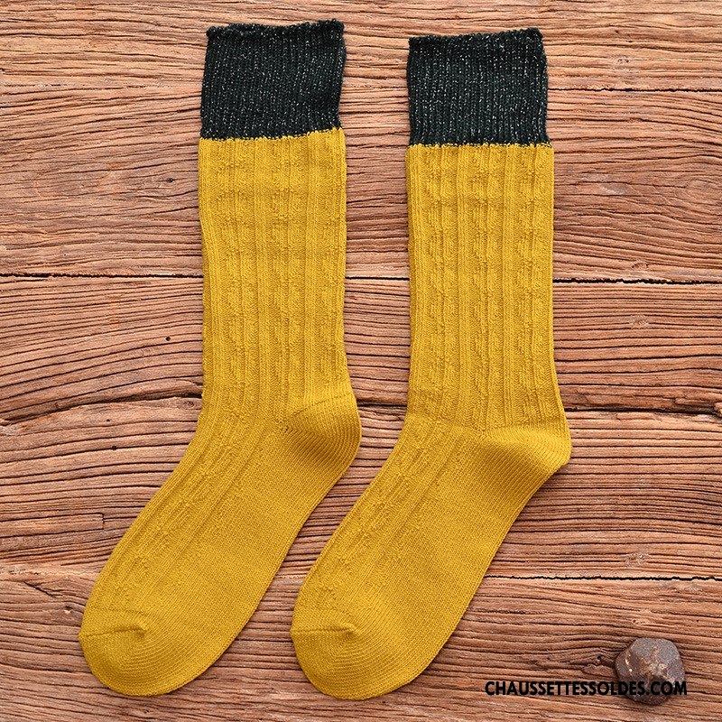 Chaussettes Mi Hautes Femme Mode Personnalité Chaussette De Noël Respirant L'automne Le Nouveau Jaune Or Argent