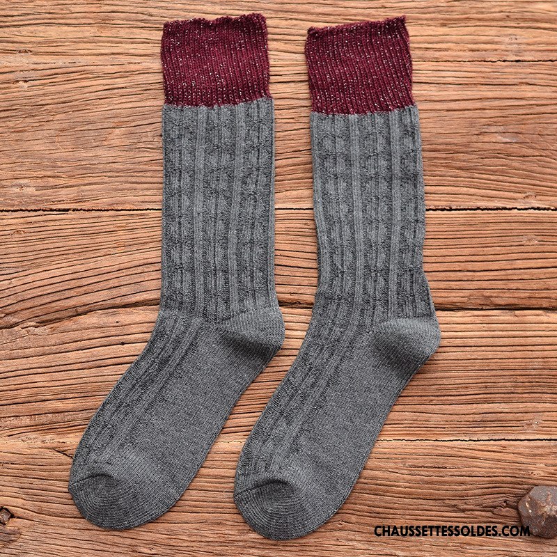 Chaussettes Mi Hautes Femme Mode Personnalité Chaussette De Noël Respirant L'automne Le Nouveau Jaune Or Argent
