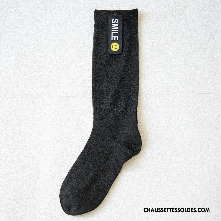 Chaussettes Mi Hautes Femme Mode Personnalité Milieu L'automne Hiver Nouvelles Arrivées Noir Argent