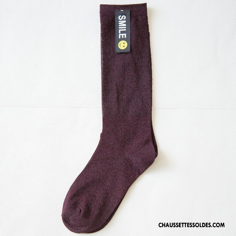 Chaussettes Mi Hautes Femme Mode Personnalité Milieu L'automne Hiver Nouvelles Arrivées Noir Argent