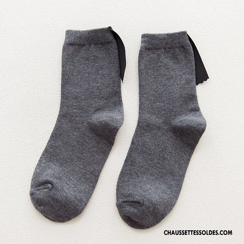 Chaussettes Mi Hautes Femme Mouvement Chaussettes En Coton Dame Rétro Milieu Vent D'université Jaune