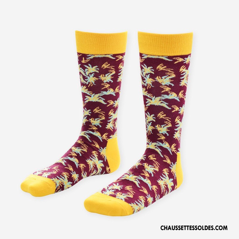 Chaussettes Mi Hautes Femme Mouvement Milieu Graffiti Britanique Longue Homme Couleur De Contraste Bleu