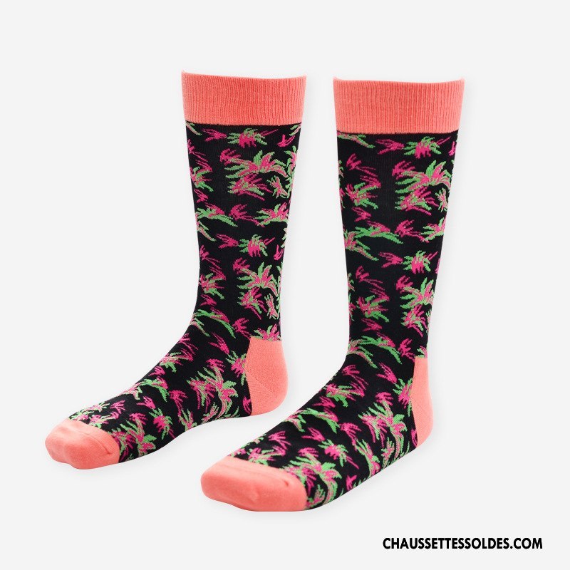 Chaussettes Mi Hautes Femme Mouvement Milieu Graffiti Britanique Longue Homme Couleur De Contraste Bleu