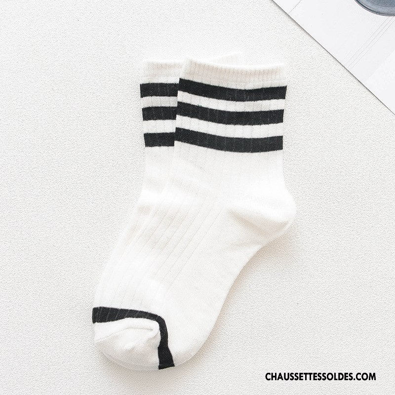 Chaussettes Mi Hautes Femme Mouvement Rayé Chaussettes En Coton Chaussette Courte Nouvelles Arrivées Rétro Jaune