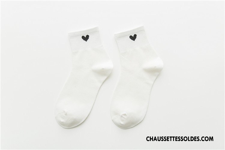 Chaussettes Mi Hautes Femme Mélangé Toutes Les Saisons Mouvement Tous Les Assortis Milieu Amour Blanc