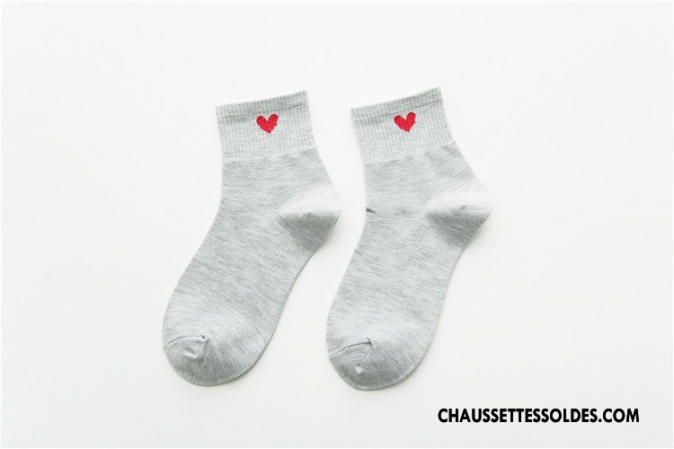 Chaussettes Mi Hautes Femme Mélangé Toutes Les Saisons Mouvement Tous Les Assortis Milieu Amour Blanc