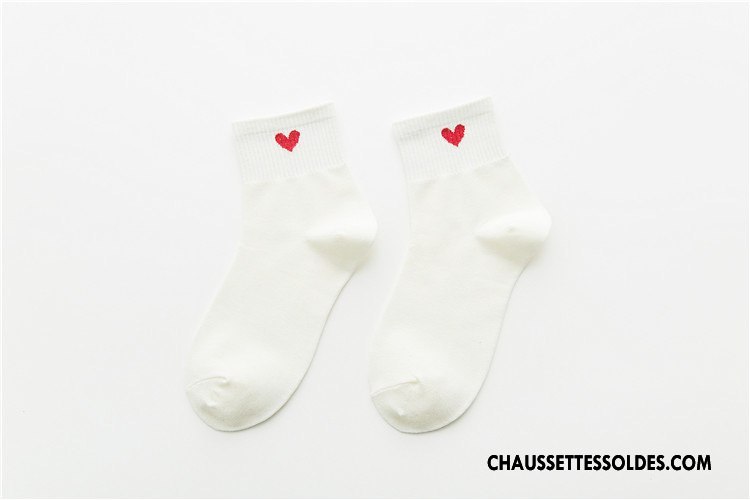 Chaussettes Mi Hautes Femme Mélangé Toutes Les Saisons Mouvement Tous Les Assortis Milieu Amour Blanc