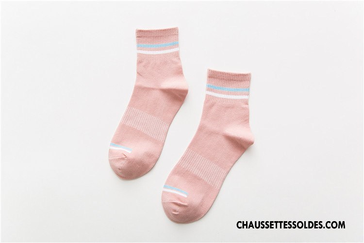 Chaussettes Mi Hautes Femme Nouveau Été Tous Les Assortis Coton Bio Le Nouveau 100% Coton Rose