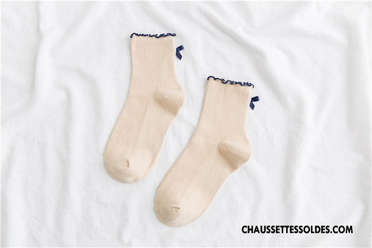 Chaussettes Mi Hautes Femme Nouvelles Arrivées Chaussette Courte 100% Coton Bois Coton Bio Ourlet Jaune