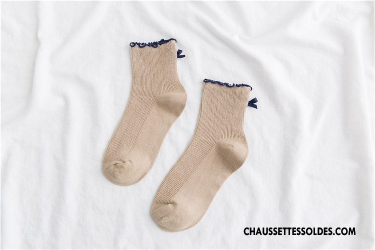 Chaussettes Mi Hautes Femme Nouvelles Arrivées Chaussette Courte 100% Coton Bois Coton Bio Ourlet Jaune