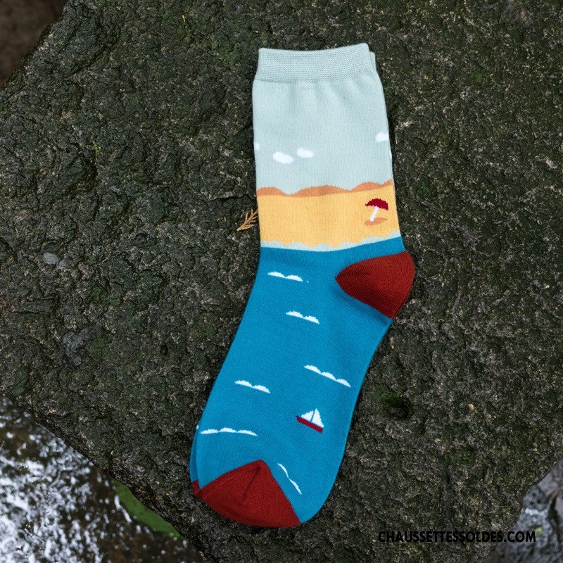 Chaussettes Mi Hautes Femme Nouvelles Arrivées Hiver Chaussettes En Coton Coton Bio L'automne Frais Rouge