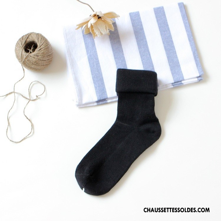 Chaussettes Mi Hautes Femme Nouvelles Arrivées L'automne Cachemire De Lapin 100% Coton Hiver Haute Qualité Bordeaux