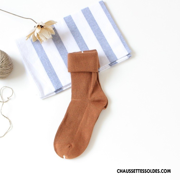 Chaussettes Mi Hautes Femme Nouvelles Arrivées L'automne Cachemire De Lapin 100% Coton Hiver Haute Qualité Bordeaux