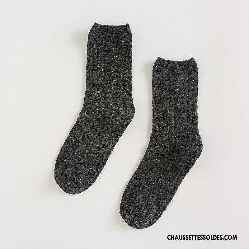 Chaussettes Mi Hautes Femme Nouvelles Arrivées L'automne Rétro Hiver Dame Chaussettes En Coton Pure Marron / Brun Argent