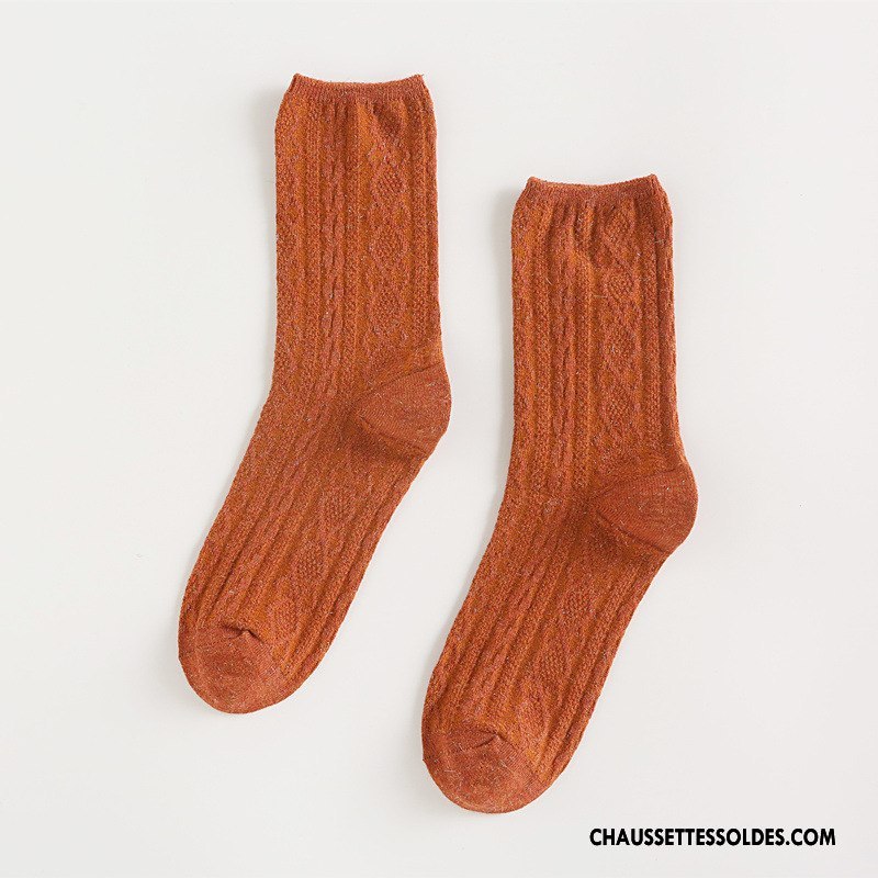 Chaussettes Mi Hautes Femme Nouvelles Arrivées L'automne Rétro Hiver Dame Chaussettes En Coton Pure Marron / Brun Argent
