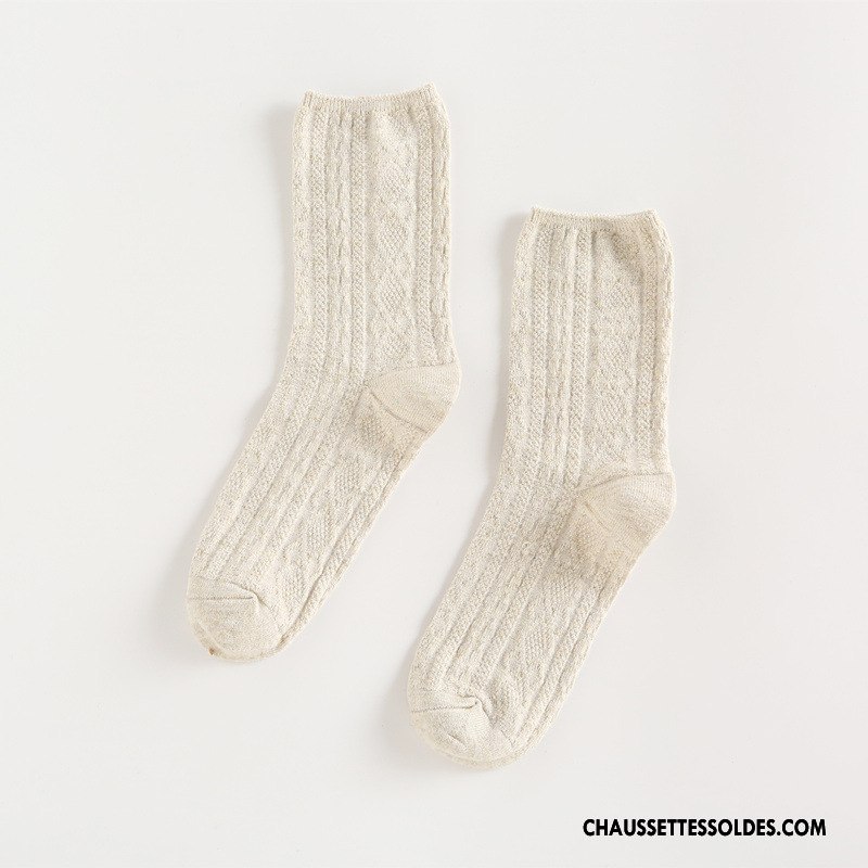 Chaussettes Mi Hautes Femme Nouvelles Arrivées L'automne Rétro Hiver Dame Chaussettes En Coton Pure Marron / Brun Argent