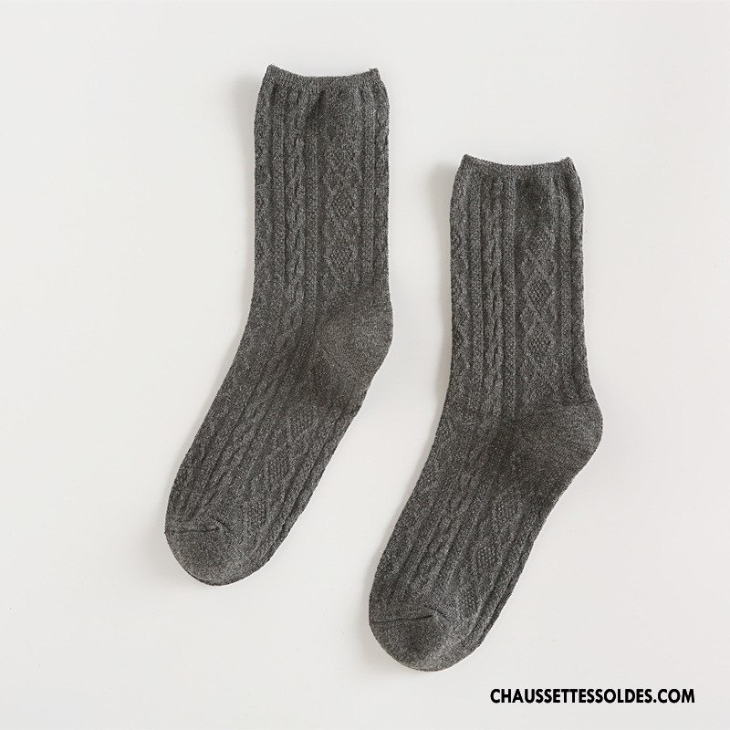 Chaussettes Mi Hautes Femme Nouvelles Arrivées L'automne Rétro Hiver Dame Chaussettes En Coton Pure Marron / Brun Argent