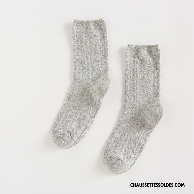 Chaussettes Mi Hautes Femme Nouvelles Arrivées L'automne Rétro Hiver Dame Chaussettes En Coton Pure Marron / Brun Argent