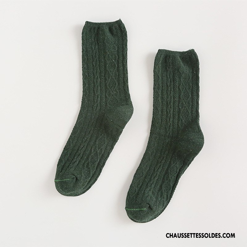 Chaussettes Mi Hautes Femme Nouvelles Arrivées L'automne Rétro Hiver Dame Chaussettes En Coton Pure Marron / Brun Argent