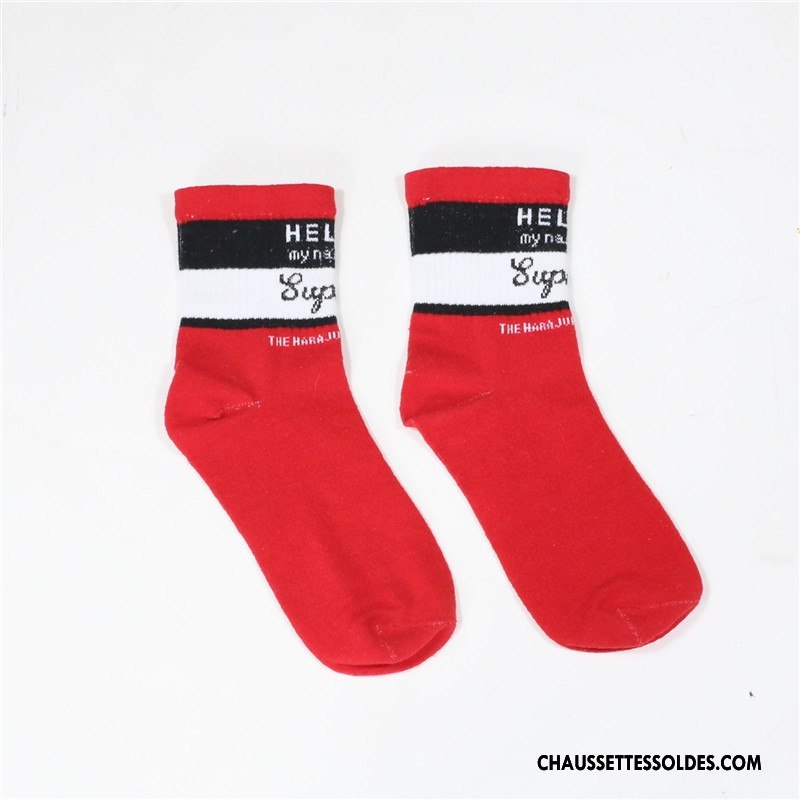 Chaussettes Mi Hautes Femme Nouvelles Arrivées Lovers Tendance L'automne Milieu Homme Rouge