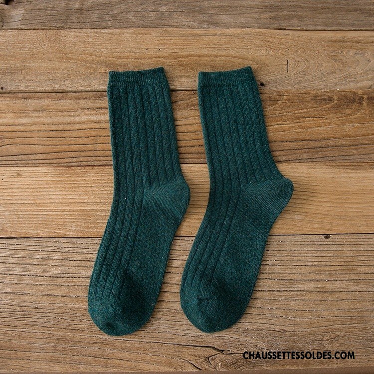 Chaussettes Mi Hautes Femme Nouvelles Arrivées Milieu Hiver Des Chaussettes En Laine Thermiques L'automne Pure Bleu