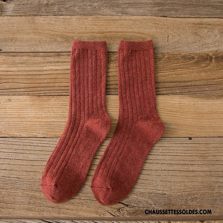 Chaussettes Mi Hautes Femme Nouvelles Arrivées Milieu Hiver Des Chaussettes En Laine Thermiques L'automne Pure Bleu