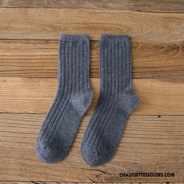 Chaussettes Mi Hautes Femme Nouvelles Arrivées Milieu Hiver Des Chaussettes En Laine Thermiques L'automne Pure Bleu