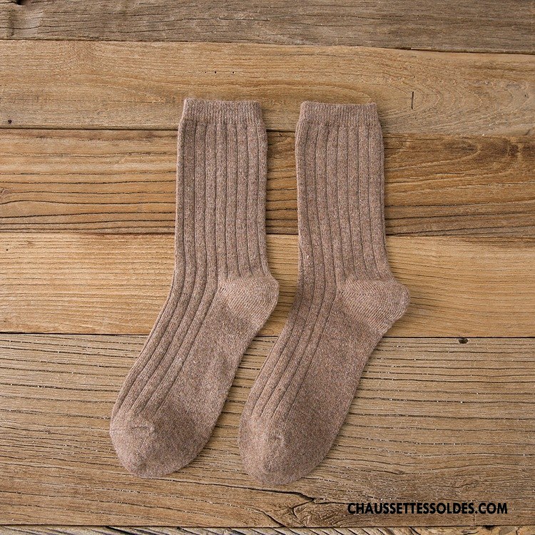 Chaussettes Mi Hautes Femme Nouvelles Arrivées Milieu Hiver Des Chaussettes En Laine Thermiques L'automne Pure Bleu