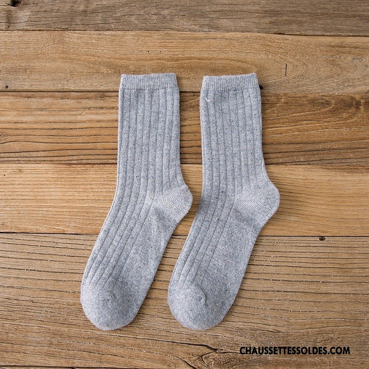 Chaussettes Mi Hautes Femme Nouvelles Arrivées Milieu Hiver Des Chaussettes En Laine Thermiques L'automne Pure Bleu