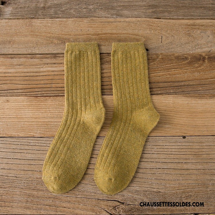 Chaussettes Mi Hautes Femme Nouvelles Arrivées Milieu Hiver Des Chaussettes En Laine Thermiques L'automne Pure Bleu