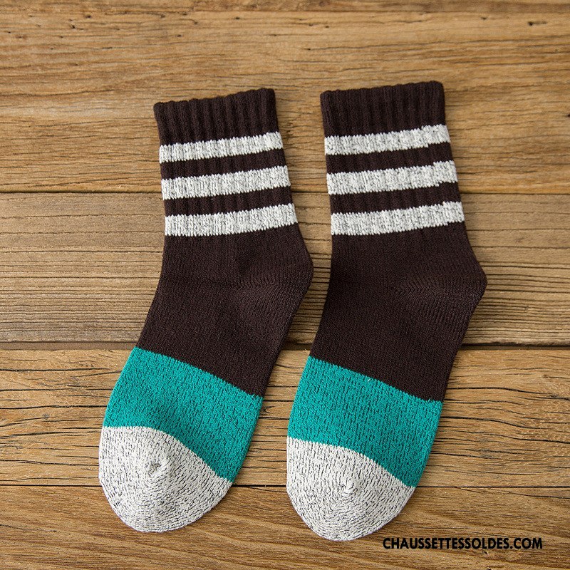 Chaussettes Mi Hautes Femme Nouvelles Arrivées Style National Rayé L'automne Milieu Dame Couleurs Mixtes Bordeaux