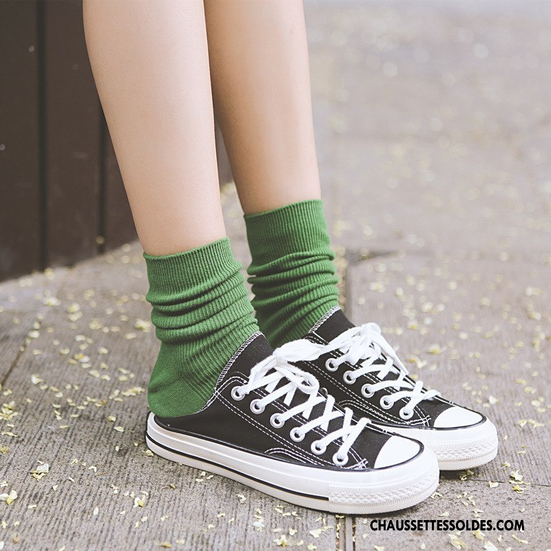 Chaussettes Mi Hautes Femme Nouvelles Arrivées Tous Les Assortis Milieu Rétro Vent D'université Dame Couleurs De Bonbons Pure Rose