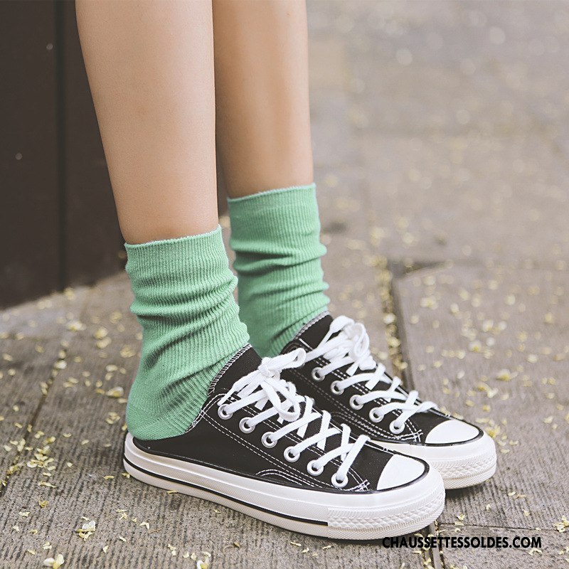 Chaussettes Mi Hautes Femme Nouvelles Arrivées Tous Les Assortis Milieu Rétro Vent D'université Dame Couleurs De Bonbons Pure Rose