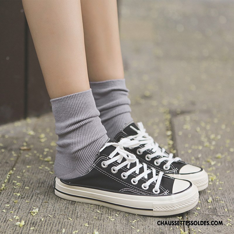 Chaussettes Mi Hautes Femme Nouvelles Arrivées Tous Les Assortis Milieu Rétro Vent D'université Dame Couleurs De Bonbons Pure Rose