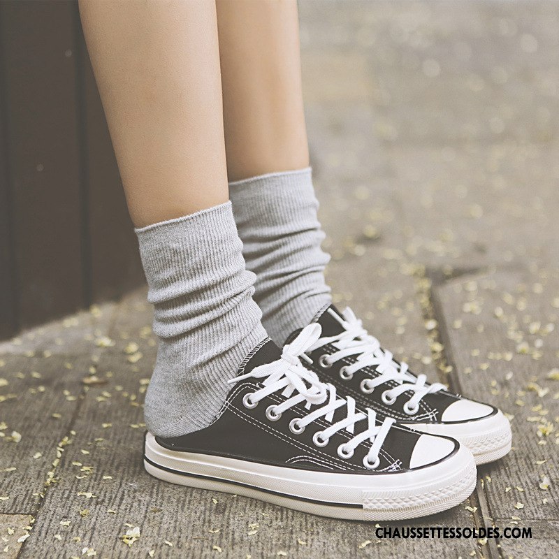 Chaussettes Mi Hautes Femme Nouvelles Arrivées Tous Les Assortis Milieu Rétro Vent D'université Dame Couleurs De Bonbons Pure Rose
