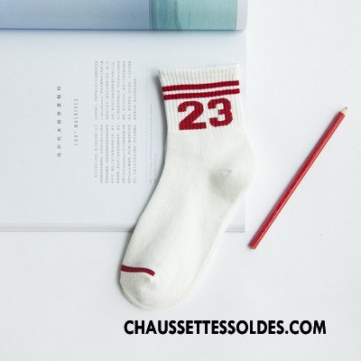 Chaussettes Mi Hautes Femme Numérique Élève Rayé Milieu Rétro Lettre Bleu
