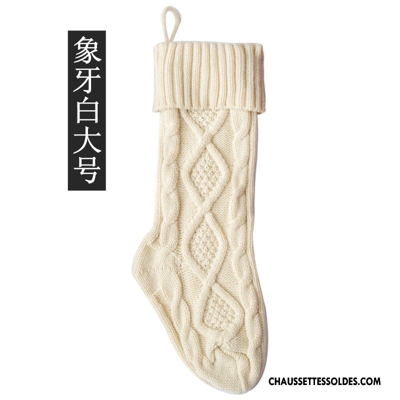 Chaussettes Mi Hautes Femme Ornements Noël Bonbons Losange Grand En Maille Bordeaux