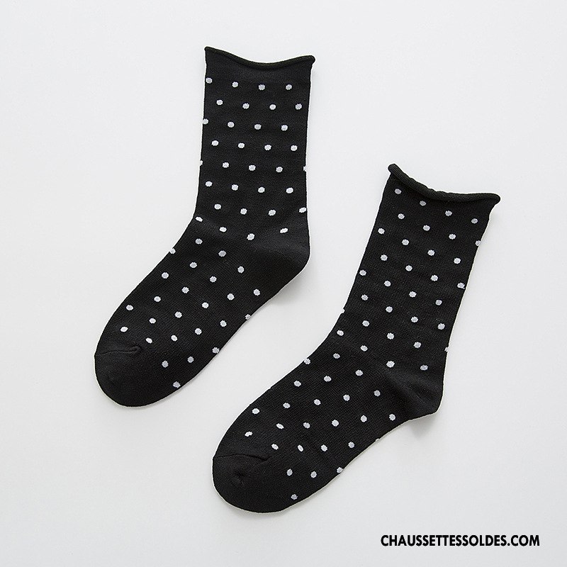 Chaussettes Mi Hautes Femme Ourlet Beige Milieu 100% Coton Hiver L'automne Blanc