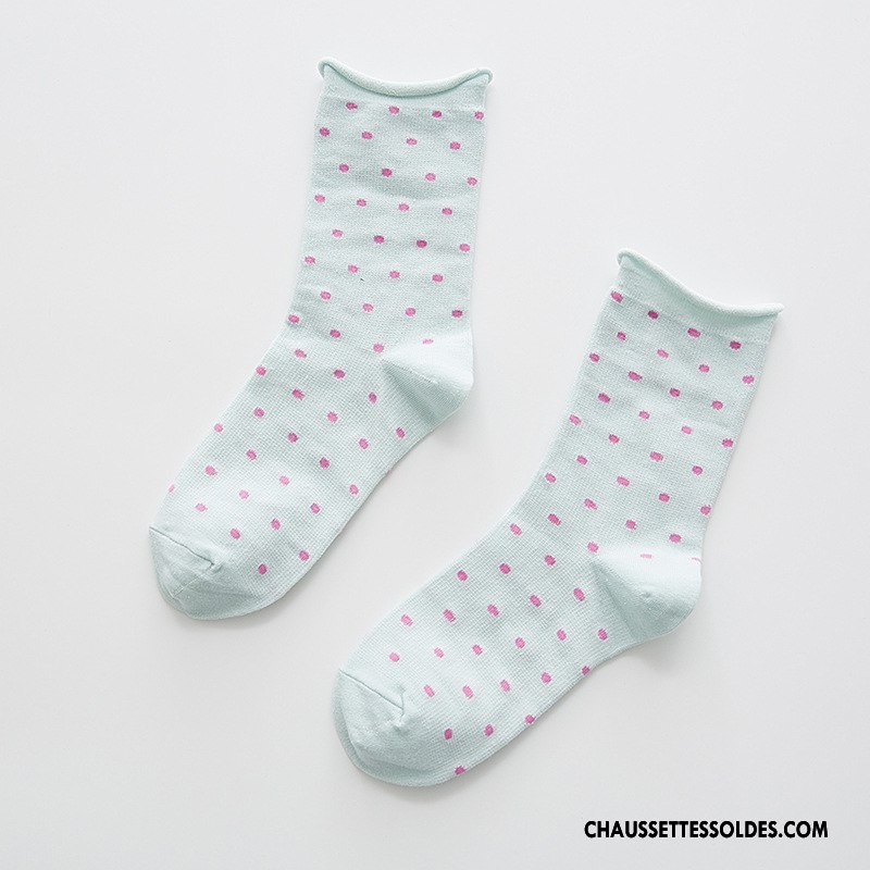 Chaussettes Mi Hautes Femme Ourlet Beige Milieu 100% Coton Hiver L'automne Blanc