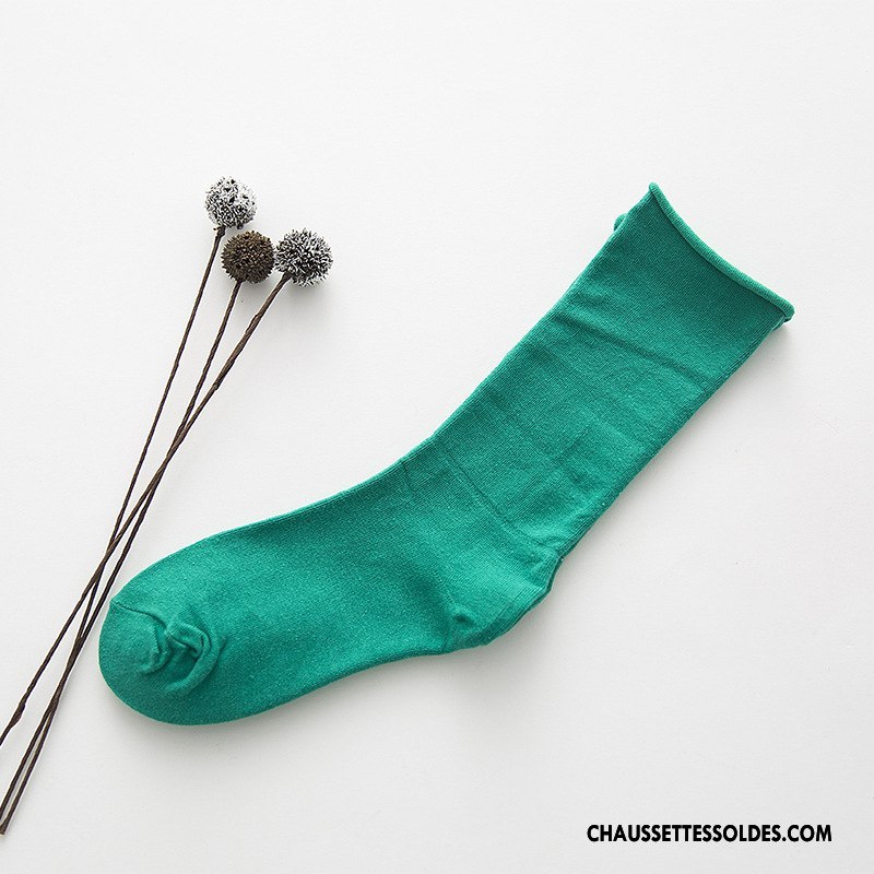 Chaussettes Mi Hautes Femme Ourlet Bouche Libre Enceintes Nouvelles Arrivées 100% Coton Couleurs De Bonbons Jaune