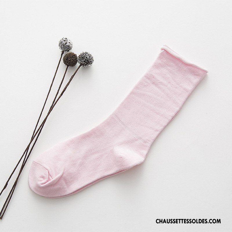 Chaussettes Mi Hautes Femme Ourlet Bouche Libre Enceintes Nouvelles Arrivées 100% Coton Couleurs De Bonbons Jaune