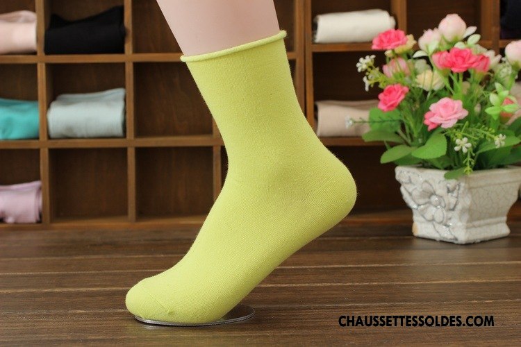 Chaussettes Mi Hautes Femme Ourlet Matelassé Enceintes Simple Bouche Libre Bleu Clair Pure