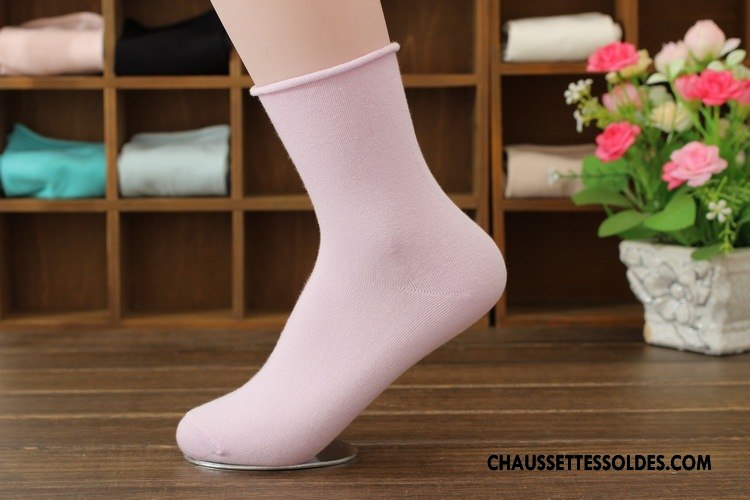 Chaussettes Mi Hautes Femme Ourlet Matelassé Enceintes Simple Bouche Libre Bleu Clair Pure