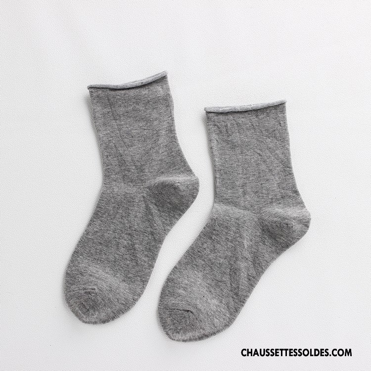 Chaussettes Mi Hautes Femme Ourlet Matelassé Enceintes Simple Bouche Libre Bleu Clair Pure