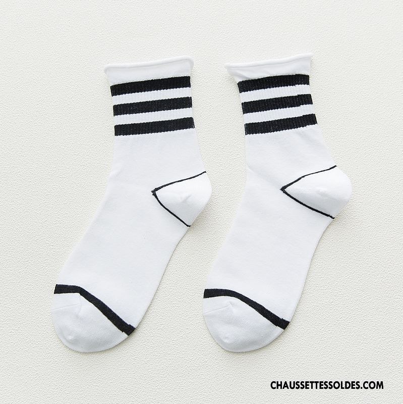 Chaussettes Mi Hautes Femme Ourlet Été Bouche Libre Simple Printemps Enceintes Pure Blanc